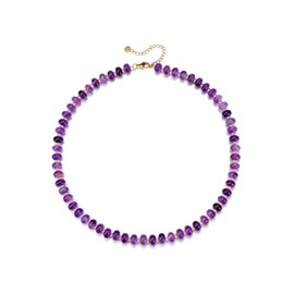 CrystalTears Crystal Necklace for Women Purple Jade Boho Gemstone Beaded Choker Necklace Healing Stone Bead Necklaces Summer Beach Jewellery Gifts for Women Mum Christmas Birthday