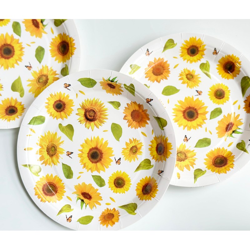 NOVIPEROW 7 Inch Disposable Plates, 50 Pcs Cute Paper Plates,