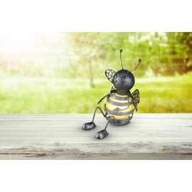 Solar Lamp for Outdoor Garden Bee Figure - Solar Light Balcony Metal - Garden Lamp Height 24 cm - Outdoor Light LED Sitting - Garden Decoration Solar Weatherproof - Black Yellow