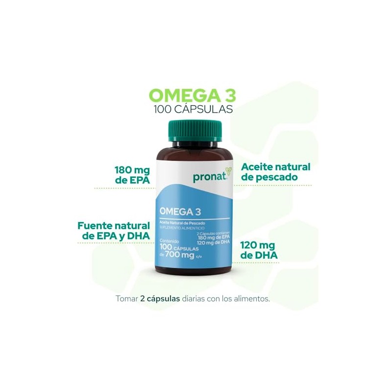 PRONAT | Omega 3, Suplemento Alimenticio, 100 cápsulas con Aceite