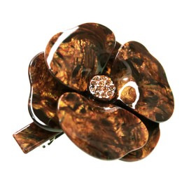 Beautiful Hair Camellia Barrette Luxury Slightly Large Size High Brand Acetate Resin Marble Brown