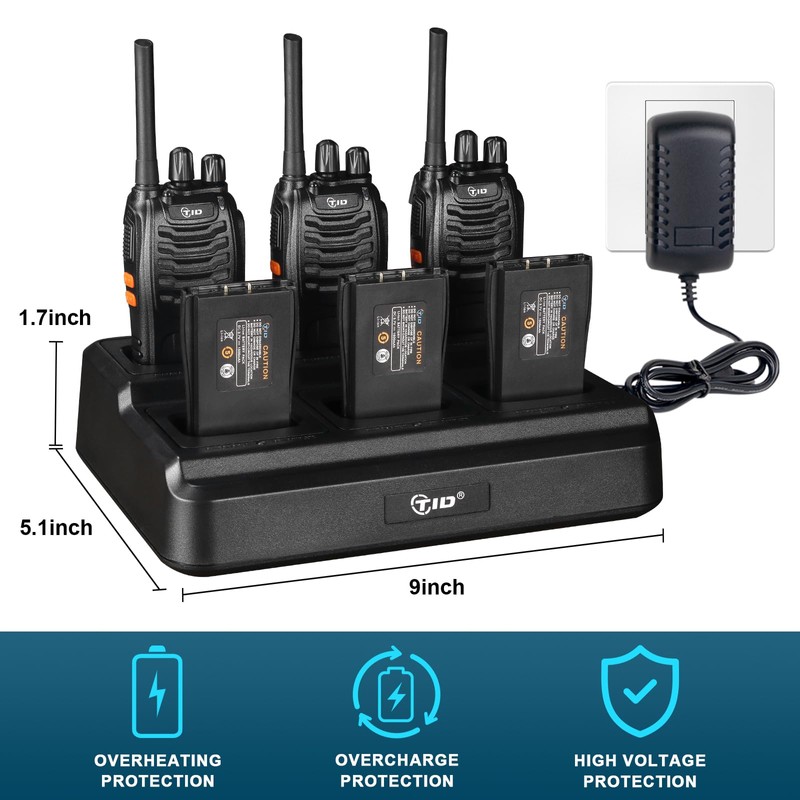 TIDRADIO Walkie Talkies Long Range Two Way Radios with 6-Way