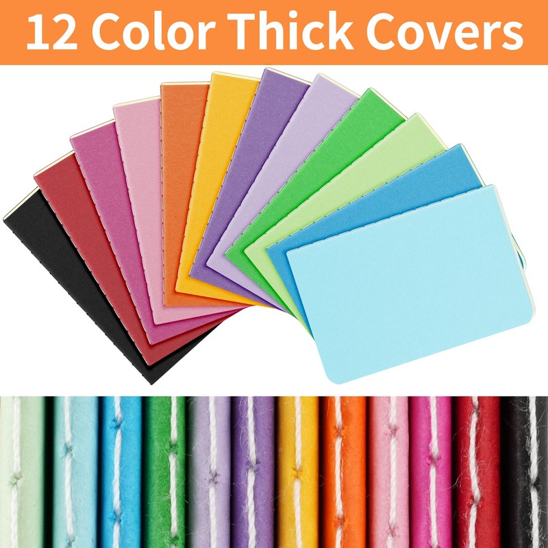 Hoiny 12 Pack Mini Pocket Notebook, 3.5 X 5.5 Inch