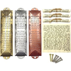 Mezuzah with Scroll for Door, Set of 2 Mezuzah Cases with Scrolls, Metal Mezuzah with English/Hebrew Blessing for Jewish House Warming Gift - Style: (D)3-PACK Mezuzah