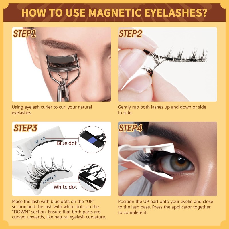QUEWEL 2 Pairs Magnetic Eyelashes Natural Look, Reusable Magnetic Eyelashes