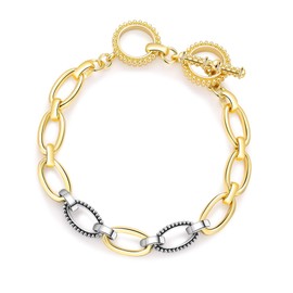 Aprilery Twisted Cable Bracelets for Women, Two Tone Link Chain Statement Bangle Designer Dupes Bracelet Jewelry for Women Gifts for Her