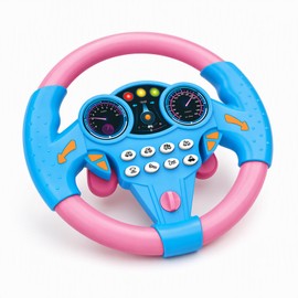 Steering Wheel Model, Suction Cup Prop for Car Travel, Blue-Pink