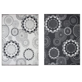 Wefavor Reversible Outdoor/Indoor Plastic Rug,Easy to Clean and Fold,Perfect for Garden, Patio, Picnic, Decking-（Grey，8x10Ft）