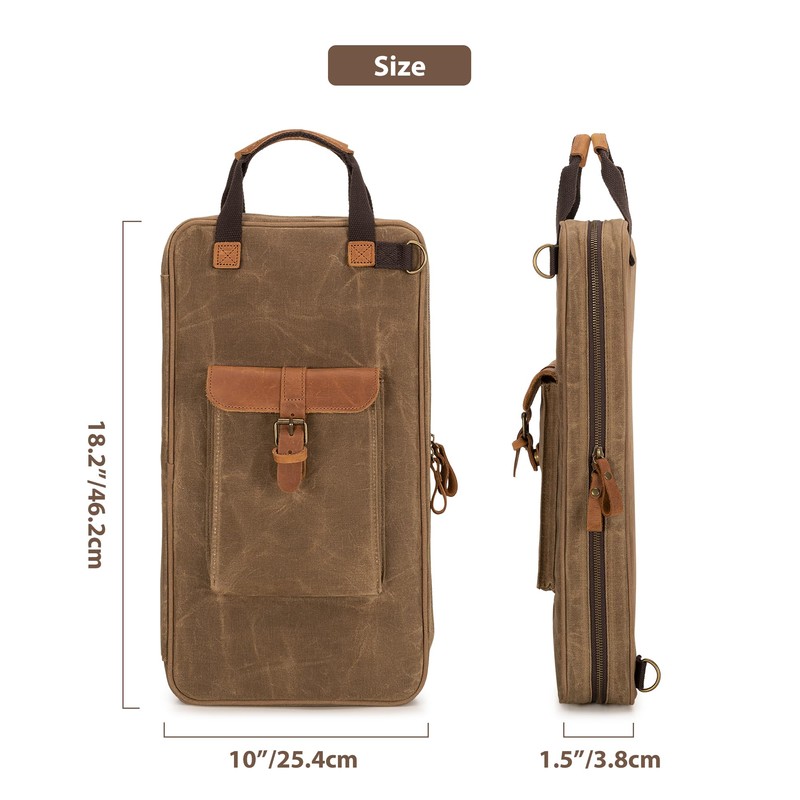 Damero Waxed Canvas Drumstick Bag, Mallet Storage Bag with Handle
