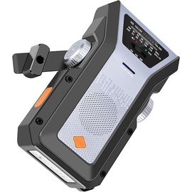 Emergency Weather Radio,Portable AM/FM/NOAA Weather Radio,4000mAh(14800mWh 1.5W LED Flashlight,USB Type-C/Solar/Hand Crank 3 Modes Charge,SOS Alarm (WB06 Green) springtok - Color: WB06 Gray