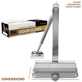 Finsbury Hardware Automatic Door Closer Adjustable Size 3 Spring Hydraulic Auto Door Closer Residential Garage Suite Entry UL Listed Fire Rated Latch Speed Power 3 (Aluminum)