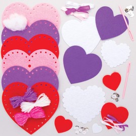 Baker Ross Heart Decoration Sewing Kits - Pack of 3, Valentines Days Crafts (AT355)