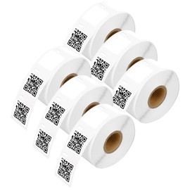 POPOBUY 6 Rolls Compatible with Dymo 30332 1'' x 1'' (750 Labels/Roll) Square Multipurpose Labels for Labelwriter 450, 450 Turbo, 4XL, Rollo & Zebra Desktop Printers and More [Not for Dymo 550, 5XL]