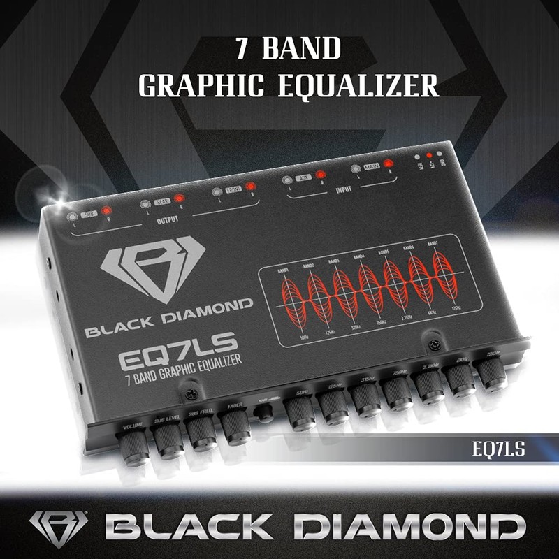 Black Diamond EQ7LS 7-Band Stereo Equalizer/Crossover Pre Amp Equalizer Car