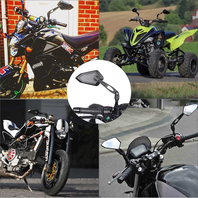 DREAMIZER Balck 8mm 10mm Motorcycle Rear View Mirrors for Handlebars