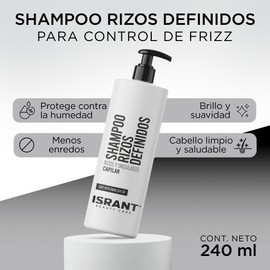 ISRANT | Shampoo Rizos Definidos para Control de Frizz - Brillo y Suavidad | Completa tu Neceser de Viaje - Baño Accesorios | Ideal para Cabello Rizado | Protección Contra Humedad Anti Frizz - 240ml