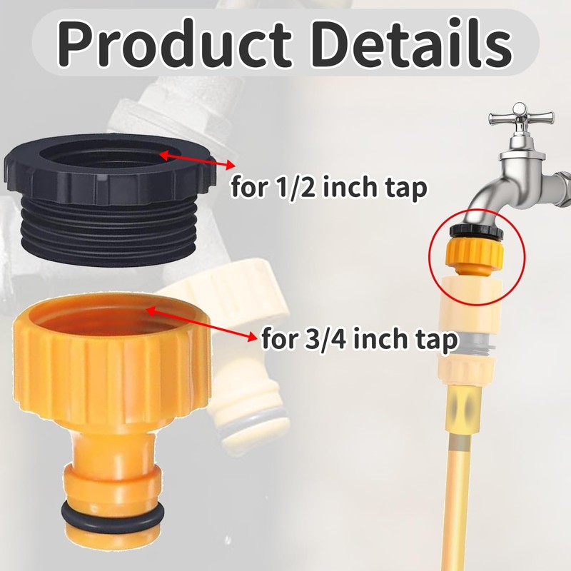 6 PCS Hose Tap Connector Set – Durable Garden Hose