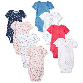 Carter's Baby Girls 8-pack Short-sleeve Bodysuits, Floral Dot, Preemie