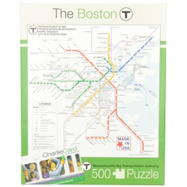New York Puzzle Company - Transit Maps Boston T Map - 500 Piece Jigsaw Puzzle