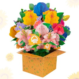 scicent Birthday Card Man Happy Mothers Day Card 3D Bouquet Cards Pop-Up Flower Card Ejected Greeting Card for Birthday Mother's Day Valentine's Day Flowers Folding Card with Envelope - 31612