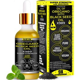 SUPERIOR FULVIC HUMIC X935 Oil of Oregano with Black Seed Oil - 400 Servings, 2 in 1 Wild Oregano Oil with Black Seed Oil Drops for Immune & Digestive Support