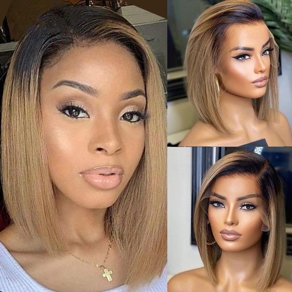 QTIKER Transparent Lace13x4 Lace Front Wig Pre-Plucked Hairline Bob Human
