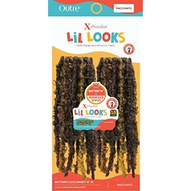 Outre X-Pression Lil Looks Kid-Friendly Short Length Crochet Loop Synthetic Hair Crochet Braid - BUTTERFLY LOCS SWEETY 8” 2X (4)