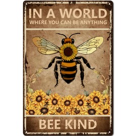 CREATCABIN Metal Tin Sign Bee Motif, Garden Metal Poster, Inspirational Quotes, Bee Child, Vintage Plaques, Gallery Wall Signs, Retro Poster, Hanging Decoration for Home, Office, Garden, 30 x 20 cm