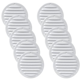 Vent Systems 4" Inch White Soffit Vent Cover - Pack of 10 - Round Air Vent Louver - Grill Cover - Built-in Insect Screen - HVAC Vents for Bathroom, Home Office, Kitchen