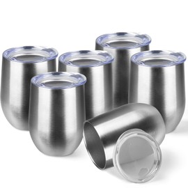 StarSpeed 12oz/6 Pack Insulated Wine Tumbler with Lid,Silver