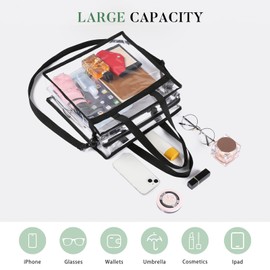 GAEKEAO Clear Bag Stadium Approved Tote Bag with Adjustable Strap and Zipper Closure Shoulder Bag for Concerts Sports Events Festivals