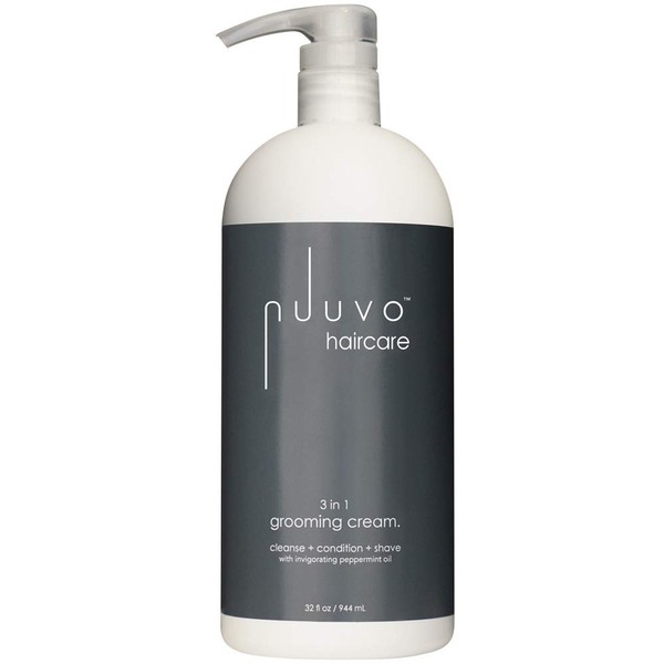 Nuuvo Haircare 3in1 Grooming Cream - 32oz Salon Professional No Poo Shampoo Cleanse - Deep Conditioner with Plant Extracts to Repair Hair, Reverse Scalp Irritation & Dandruff - Unisex Shave Cream