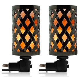 Himalayan Glow Lattice Style Basket Salt Lamp Night Light with Pink Salt Chunks | 360 Degree Rotatable Wall Plug, Ideal Gift for Home Décor, Homes - Pack of 2