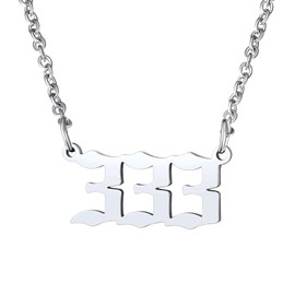 FindChic 333 Necklace Silver Angel Number Necklace Non Tarnish Aesthetic Necklace Layered Necklaces Stainless Steel Necklace Dainty Necklace Choker Necklace for Women Number Chain