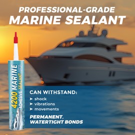 4200 Marine Adhesive Sealantt - Fast-Cure, High-Bond, UV-Resistant Underwater Marine Adhesive Sealant for Boats, Hulls, Decks,Pond,and RVs - with Gloves, Nozzle, White 10.5 oz