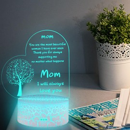 Rarasy Gifts from Daughters and sons to Mothers, Thanksgiving, Birthday Gifts, Mother's Day Gifts to Mothers, 3D Night Lights for Room Decoration