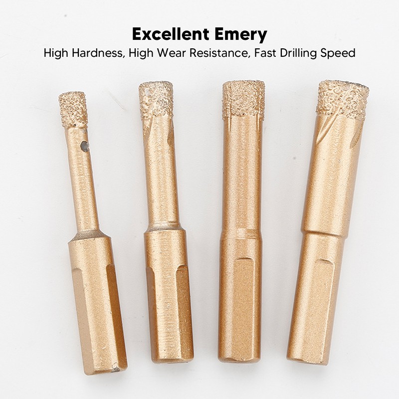 4PCS Brazed Hole Saw Kit Triangle Shank Tile Hole Opener
