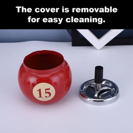 LdawyDE Rotating Ashtray, Diameter 12 cm, Theme Billiard Stainless Steel Ashtray for Outdoor Wind Ashtray with Lid