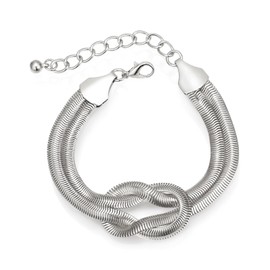 Ever Faith Love Knot Snake Chain Bracelet Friendship Infinity Adjustable Silver Link Chain Bracelet Jewelry Gifts for Women Girls Teen