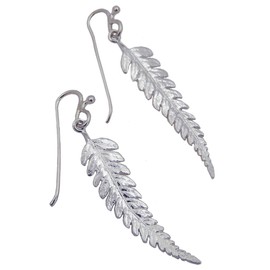 Sterling Silver Fern Earrings, 1.5", American Made