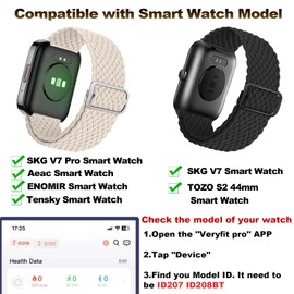 3 Pack Braided Nylon Elastic Adjustable Replacement Bands for SKG V7 Pro Smartwatch /SKG V7 Smartwatch /ENOMIR Smartwatch /Tensky Smartwatch /TOZ0 S2 44mm Smartwatch for Women Man