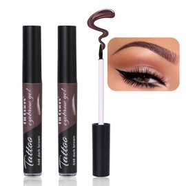 2Pcs Tattoo Eyebrow Gel, 24 Hour Long-Lasting Eyebrow Peel Off Tint, Waterproof Sweatproof Peel Off Brow Tint Tattoo Brow Gel, Easy to Peel Off Tattoo brow (04# Dark Brown)
