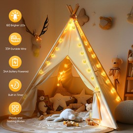 Minetom Crystal Globe String Lights Battery Operated - 33 ft 60 LED Globe Fairy Lights with Remote and 8 Modes, Waterproof for Bedroom Tent Loft Camping Porch Patio Party Wedding Decor, Warm White