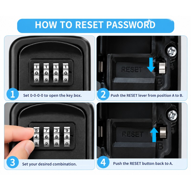 4-Digit Combination Key Lock Box for Door – Easy Peephole