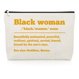 Positive Definition Makeup Bag for Black Woman Inspirational Gifts for Black Women Motivational Gifts for Daughter Mom Sister Friend Friendship Cosmetic Bag Birthday Christmas Graduation Travel Pouch