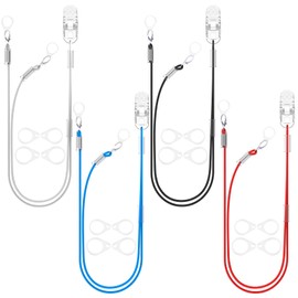 YorkSound Set of 4 Hearing Aid Clips, Adjustable Hearing Aid Lanyard Anti-Lost BTE Clip String with 12 Pairs Silicone Loops, Hearing Protection Accessories for Adults & Kids, Binaural, 4 Colors