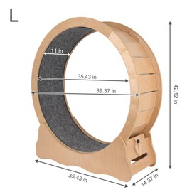 Doppy Cat Exercise Wheel 39.37'' Cat Treadmill for Indoor Cats with Enhanced Base and Detachable Carpeted Runway, Wood Running Wheel with Low Noise for Fitness Weight and Entertainment