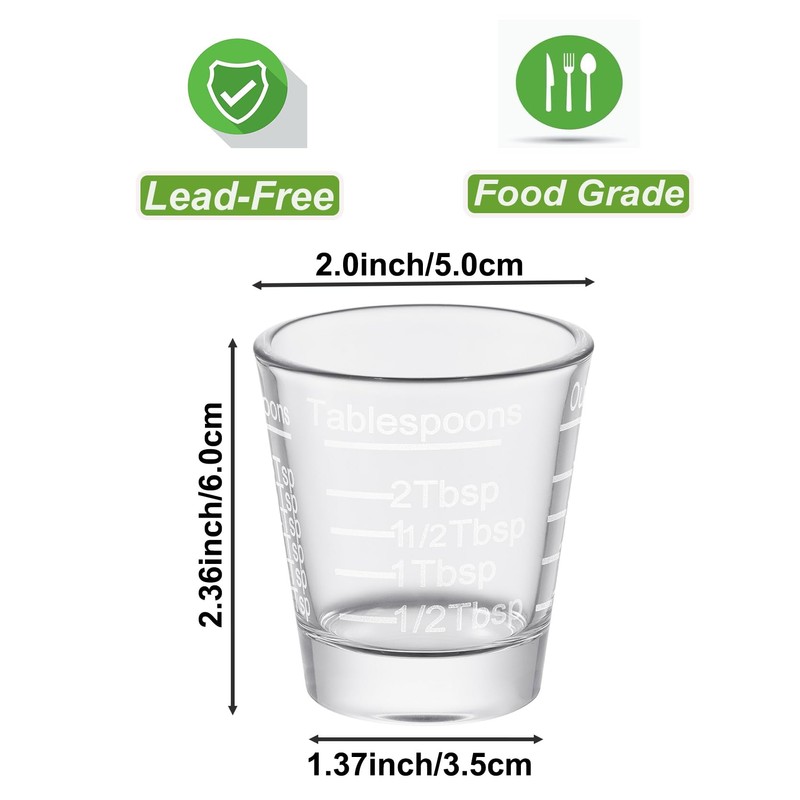 Ackers Shot Glasses Etching Scale Measuring Cup 2PACK Espresso Shot