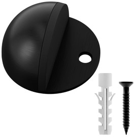 Stainless Steel Rubber Floor Mounted Hemisphere Door Stopper NYCO Architectural Hardware-Heavy Duty Door Bumper for Wall Protection- Modern Universal Door Slam Stopper-1.7”x 0.9" (Zinc/Black Finish)