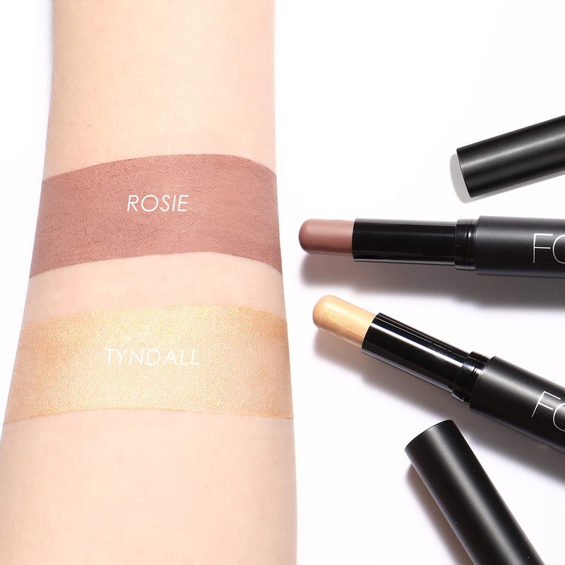FOCALLURE 2 Pcs Cream Eyeshadow Stick,Brightener Eyeshadow Pencil Crayon,Highlighter Eye